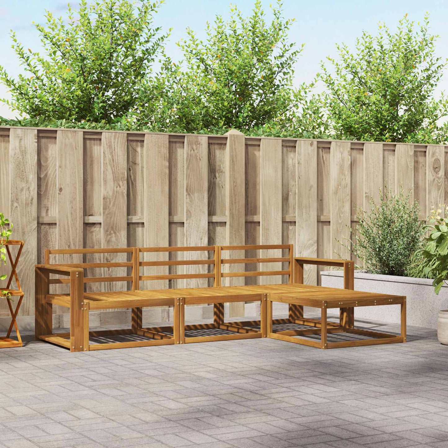 Outdoor Sofa Set 4 pcs Natural Solid Acacia Wood