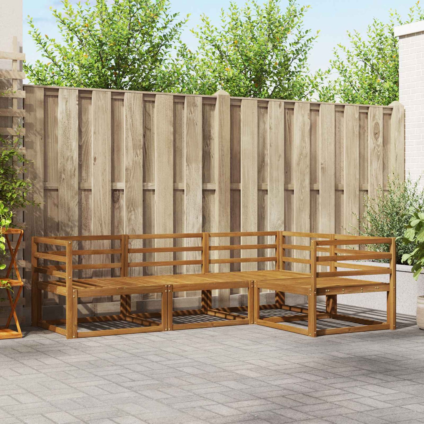 Outdoor Sofa Set 4 pcs Natural Solid Acacia Wood