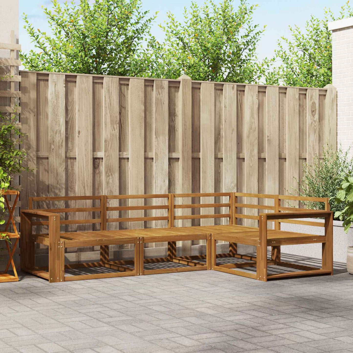 Outdoor Sofa Set 4 pcs Natural Solid Acacia Wood