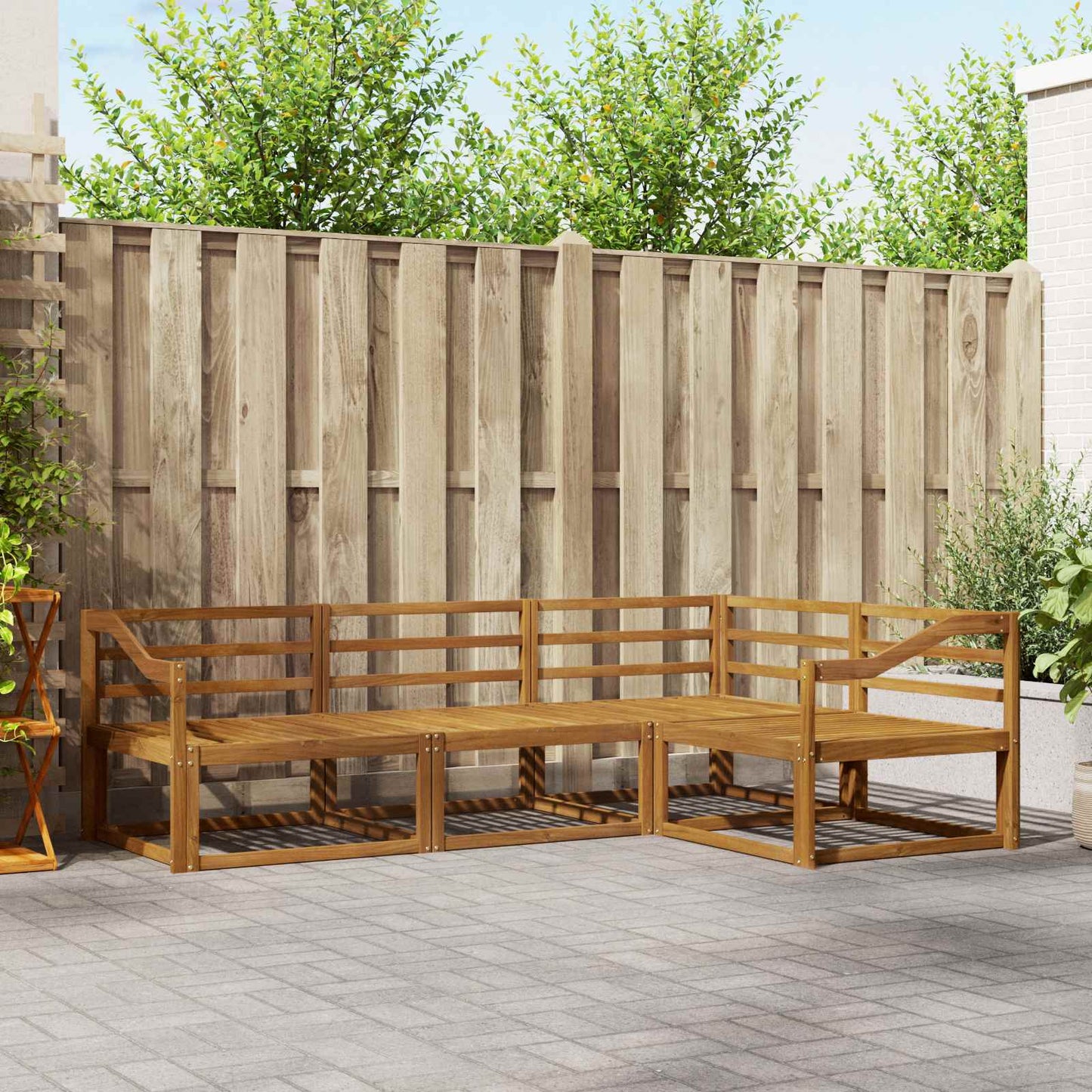 Outdoor Sofa Set 4 pcs Natural Solid Acacia Wood
