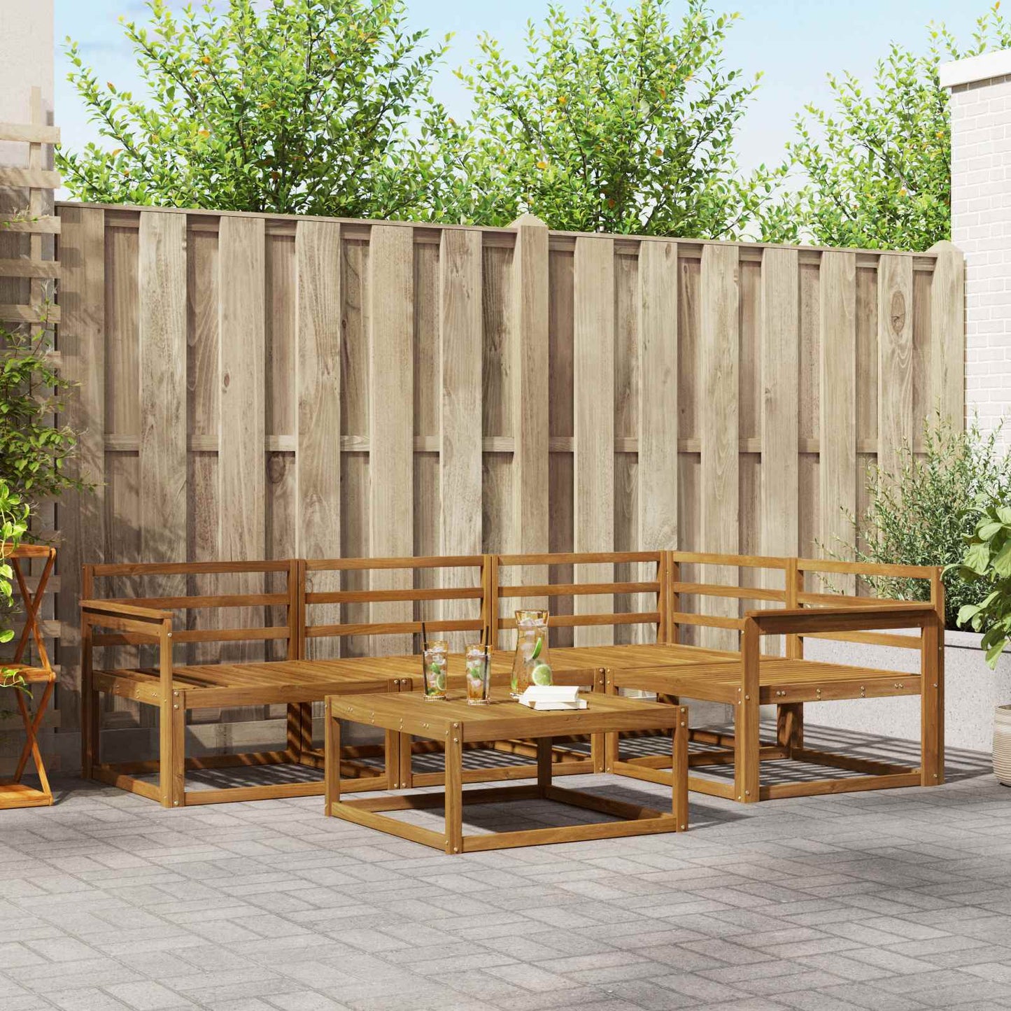 Outdoor Sofa Set 5 pcs Natural Solid Acacia Wood