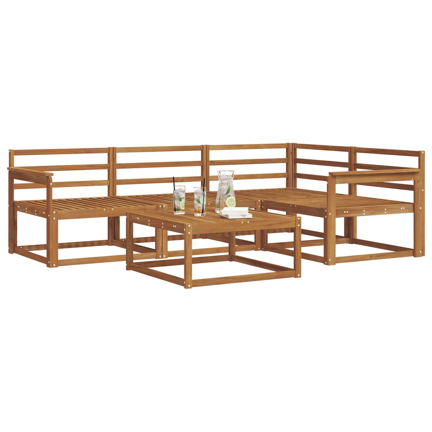 Outdoor Sofa Set 5 pcs Natural Solid Acacia Wood