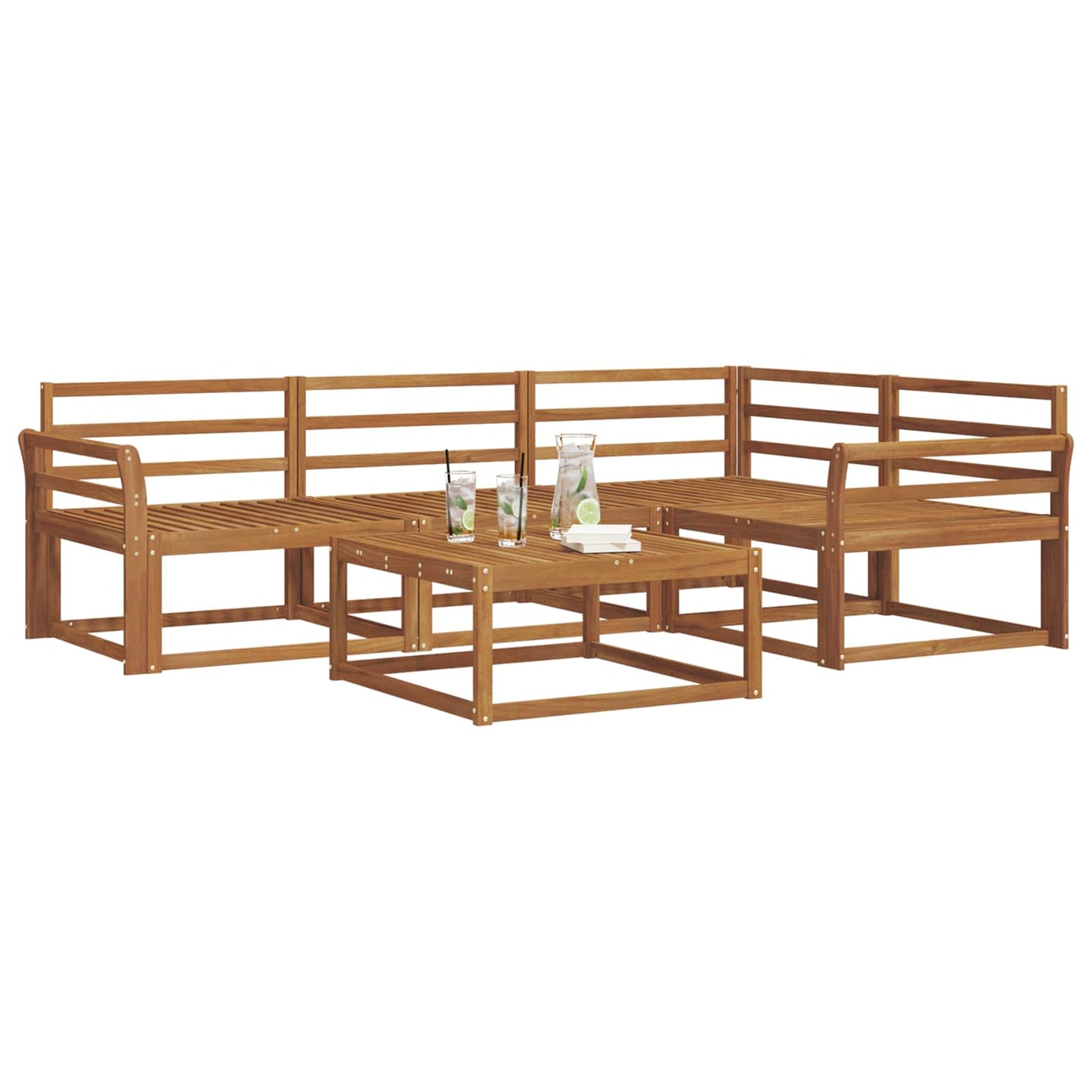 Outdoor Sofa Set 5 pcs Natural Solid Acacia Wood