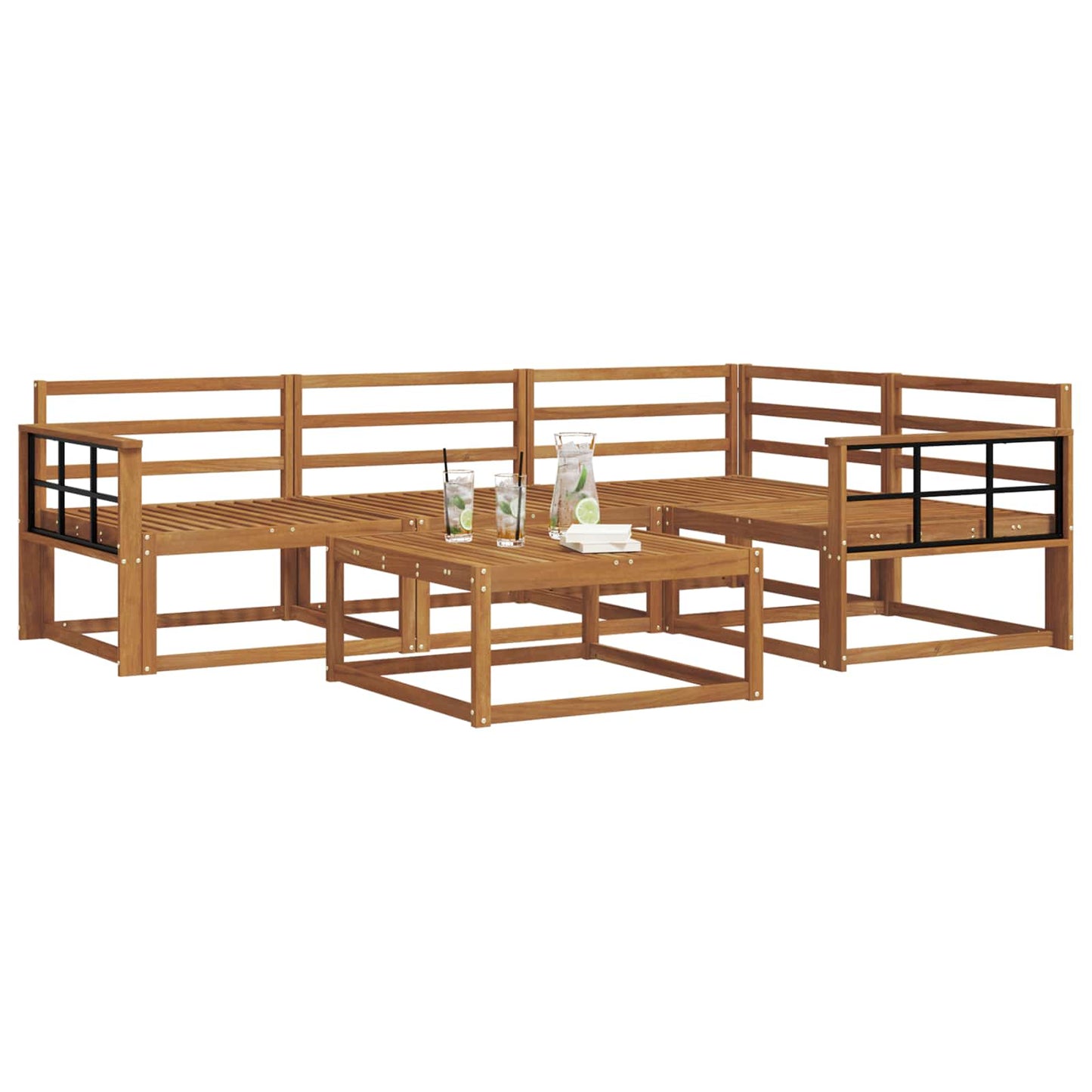 Outdoor Sofa Set 5 pcs Natural Solid Acacia Wood
