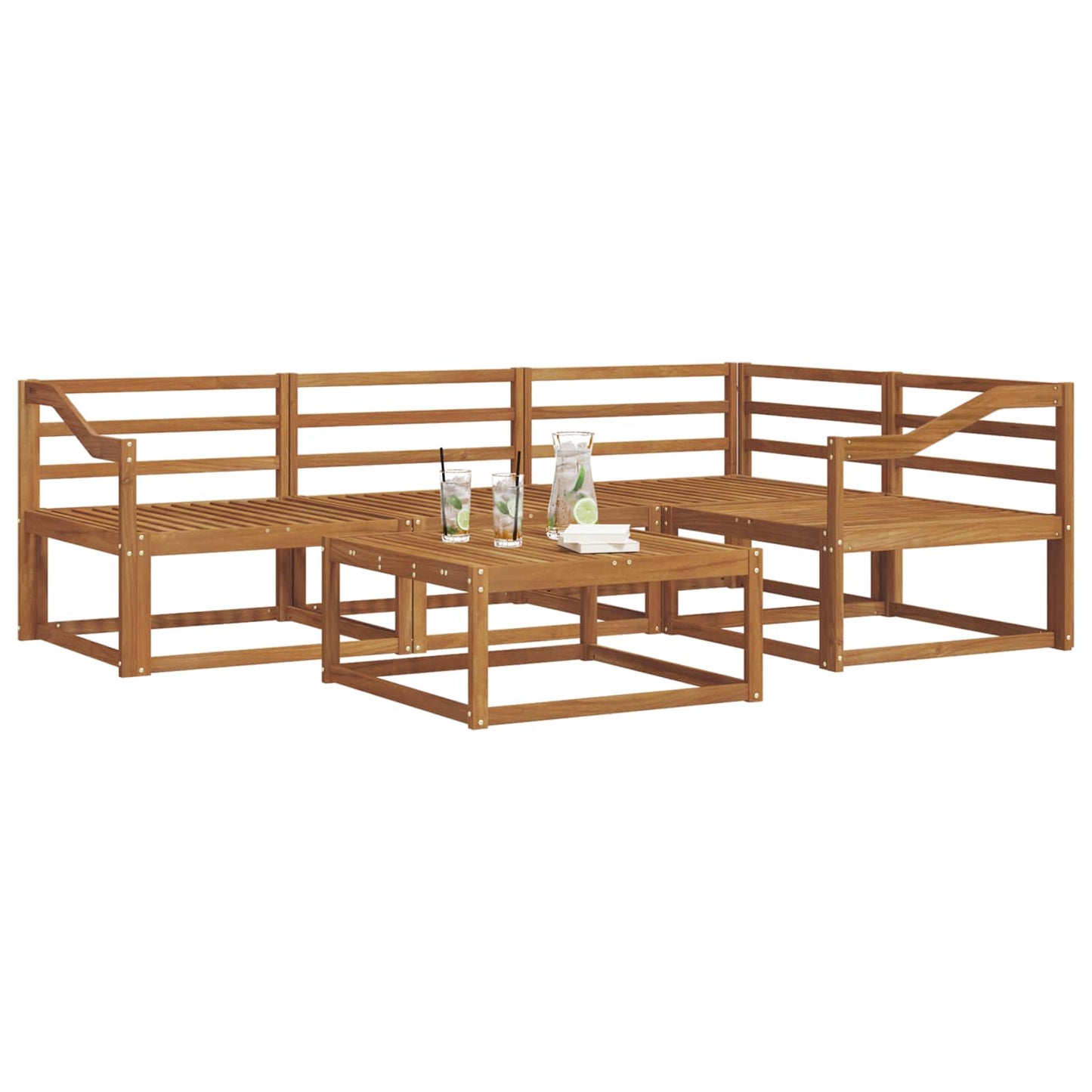 Outdoor Sofa Set 5 pcs Natural Solid Acacia Wood