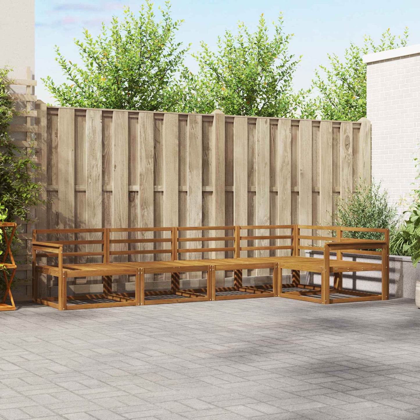 Outdoor Sofa Set 5 pcs Natural Solid Acacia Wood
