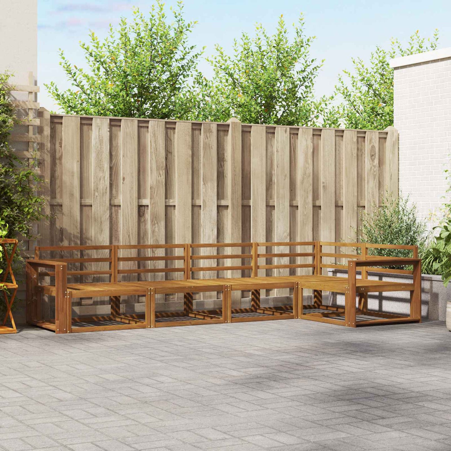 Outdoor Sofa Set 5 pcs Natural Solid Acacia Wood