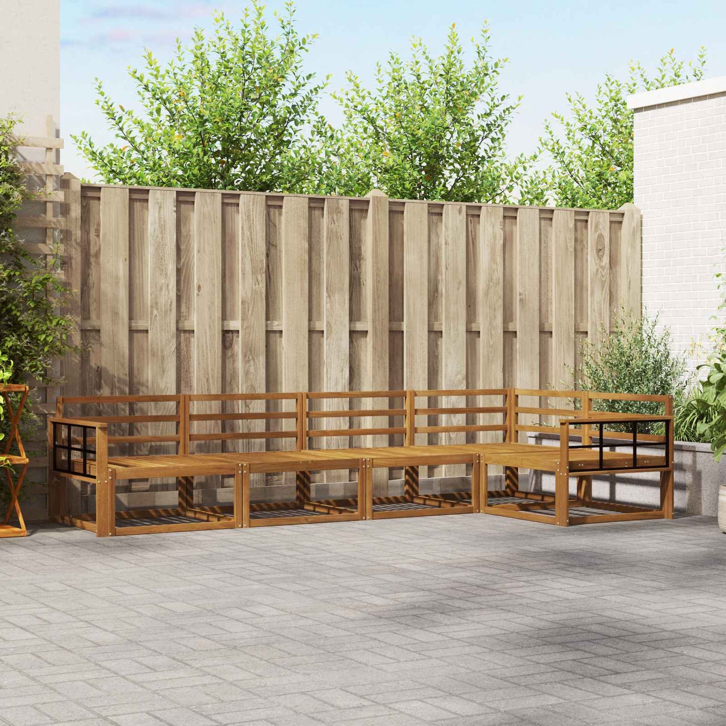 Outdoor Sofa Set 5 pcs Natural Solid Acacia Wood