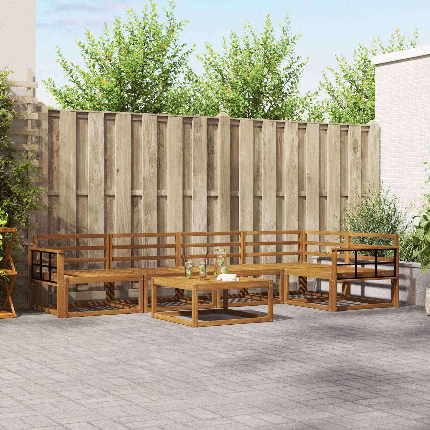 Outdoor Sofa Set 6 pcs Natural Solid Acacia Wood