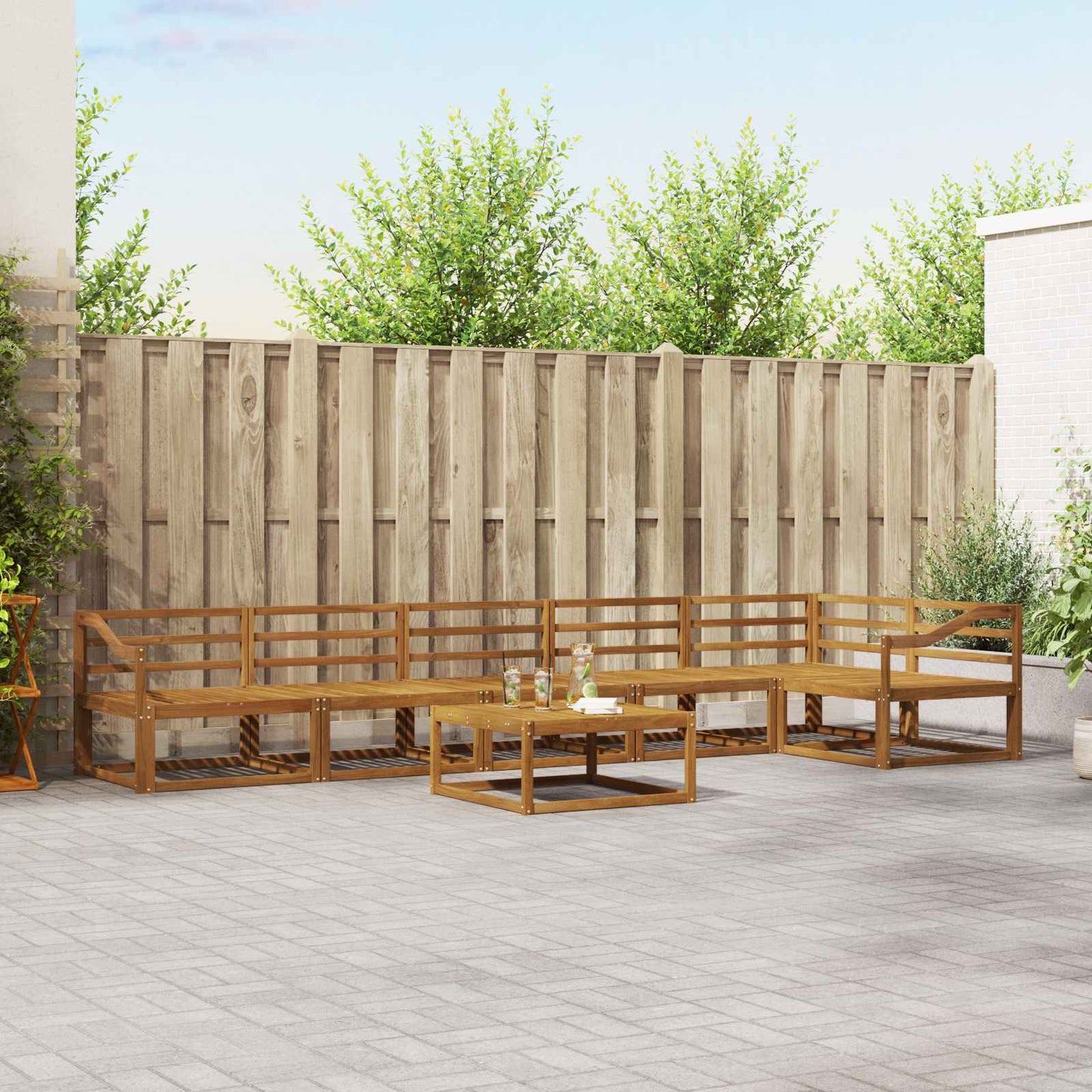 Outdoor Sofa Set 7 pcs Natural Solid Acacia Wood