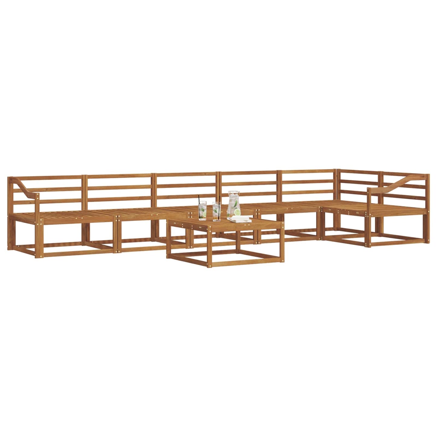 Outdoor Sofa Set 7 pcs Natural Solid Acacia Wood