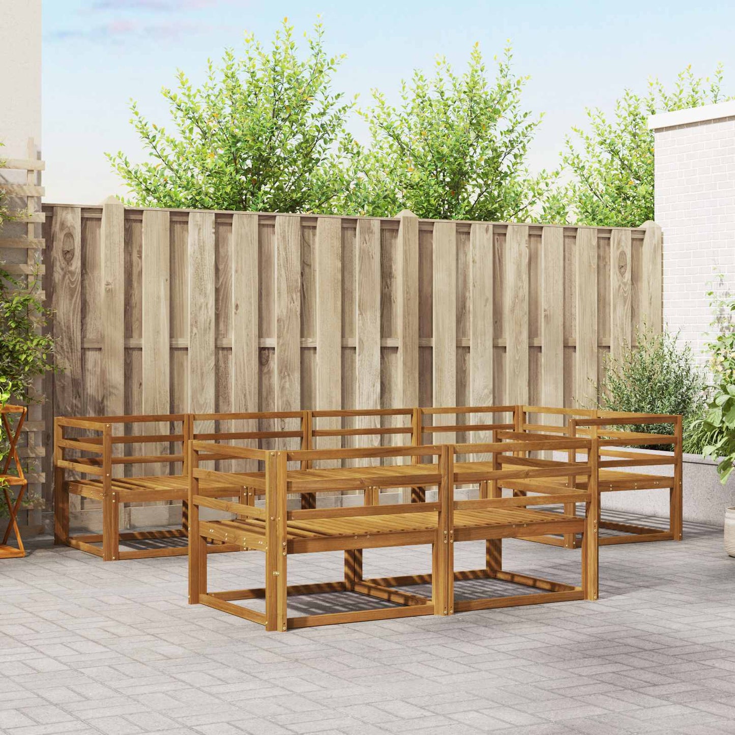 Outdoor Sofa Set 7 pcs Natural Solid Acacia Wood