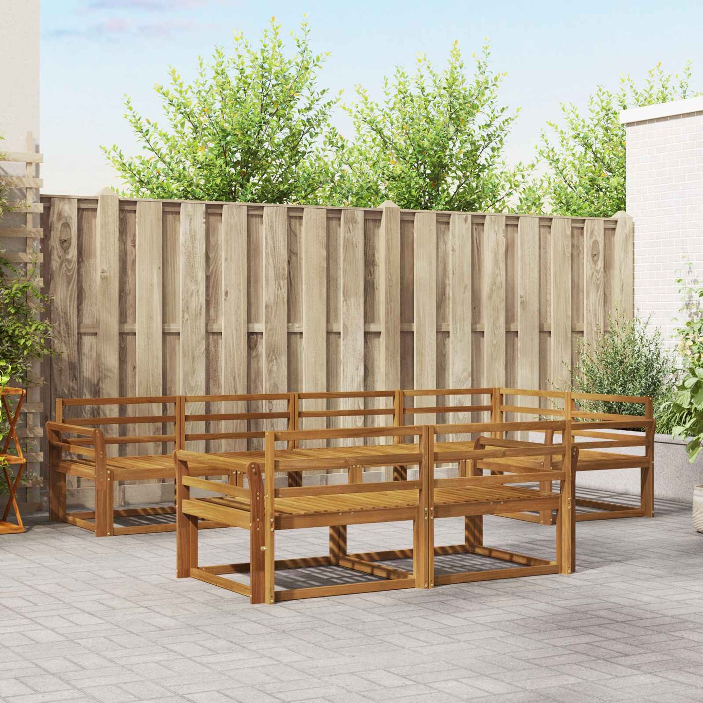 Outdoor Sofa Set 7 pcs Natural Solid Acacia Wood