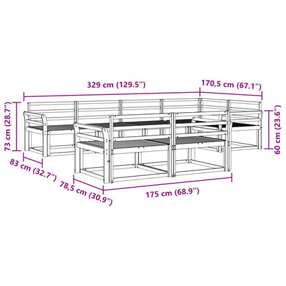 Outdoor Sofa Set 7 pcs Natural Solid Acacia Wood