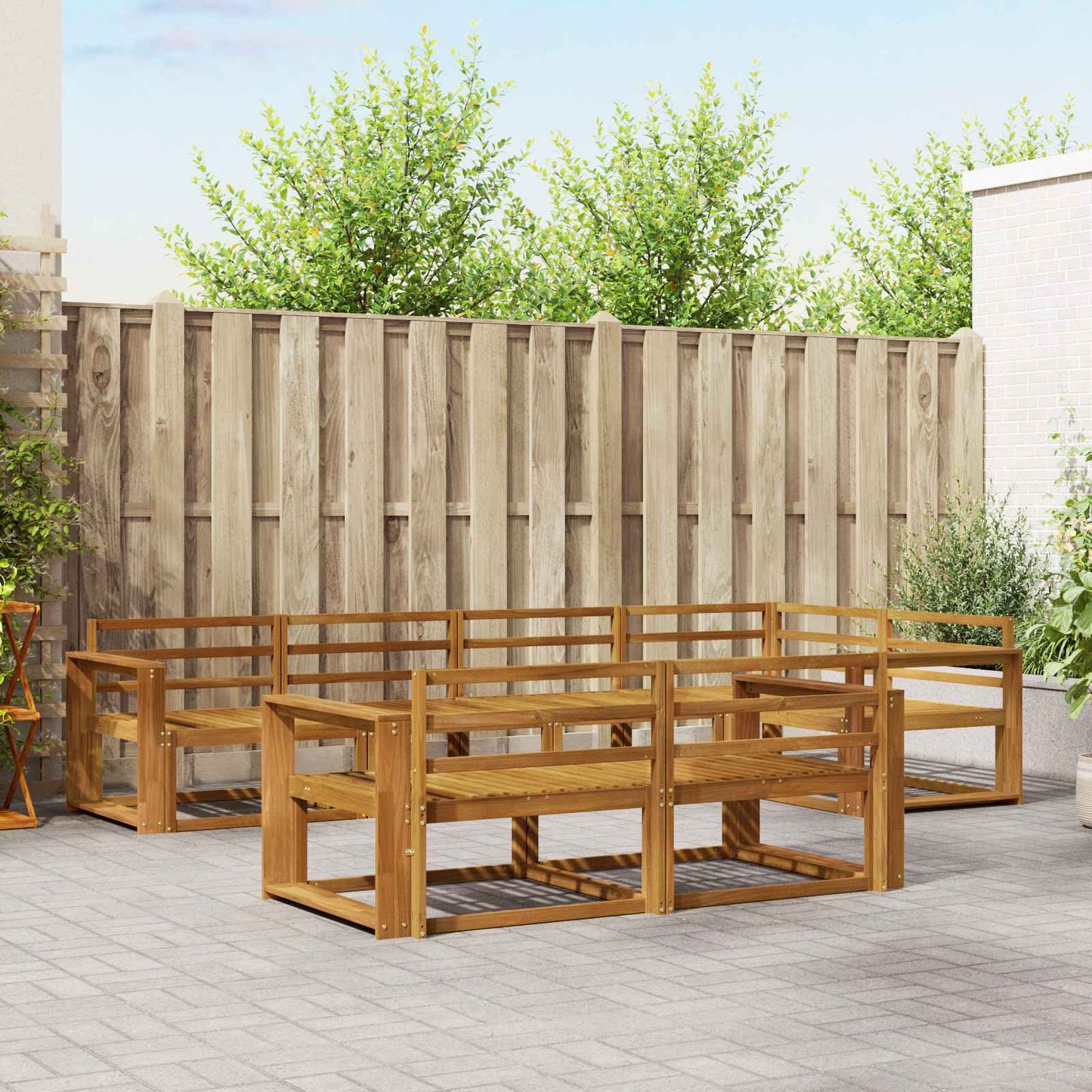 Outdoor Sofa Set 7 pcs Natural Solid Acacia Wood