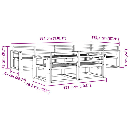 Outdoor Sofa Set 7 pcs Natural Solid Acacia Wood