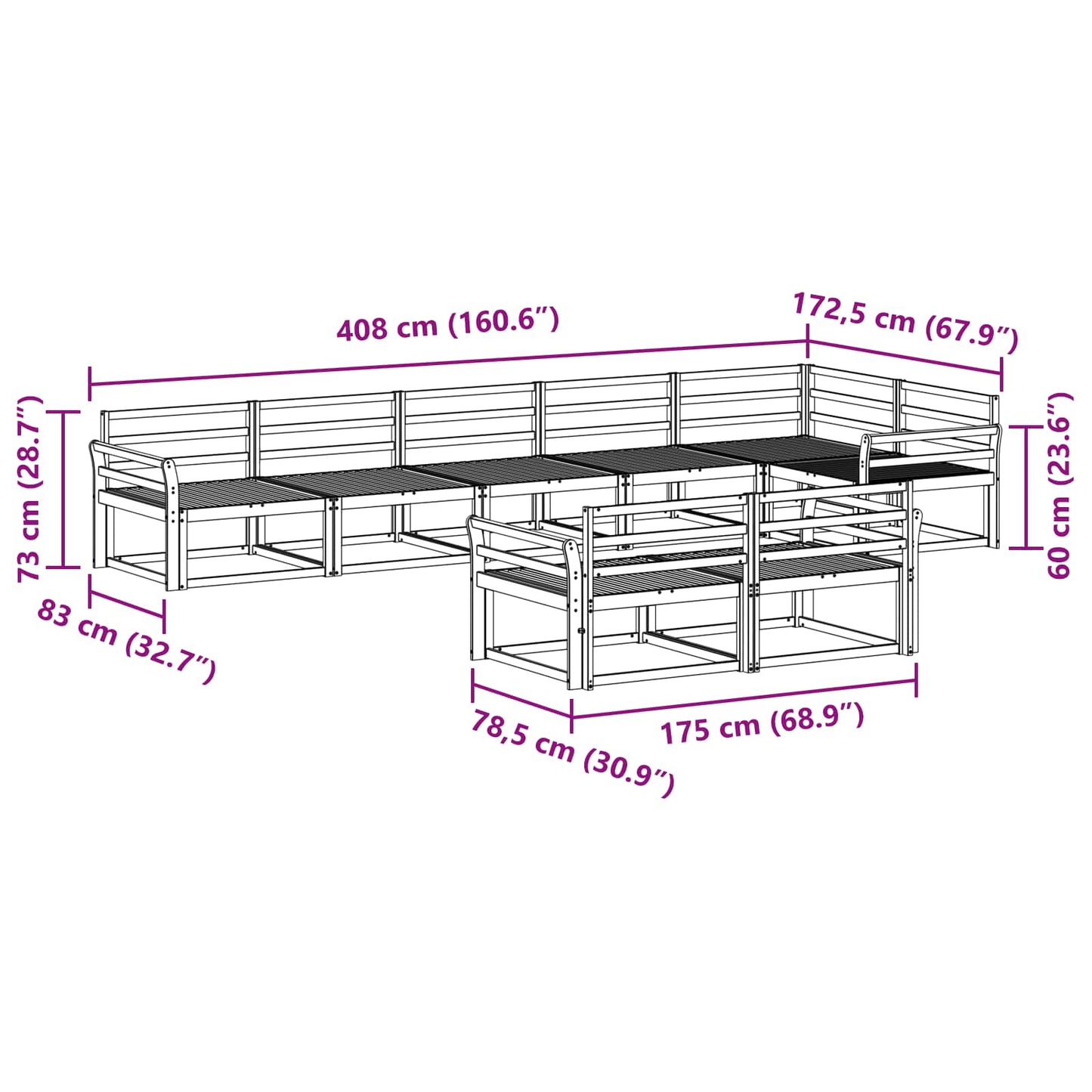 Outdoor Sofa Set 8 pcs Natural Solid Acacia Wood