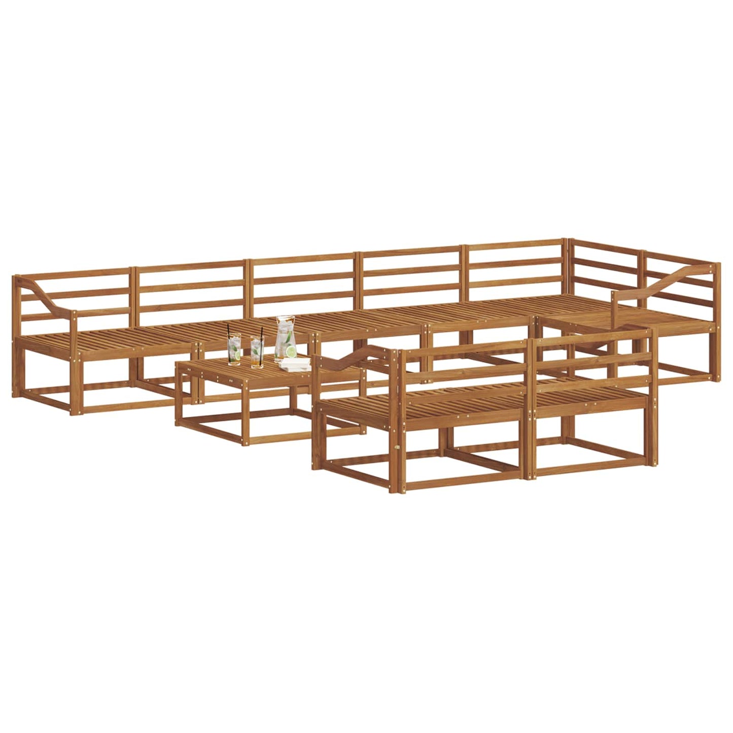Outdoor Sofa Set 9 pcs Natural Solid Acacia Wood