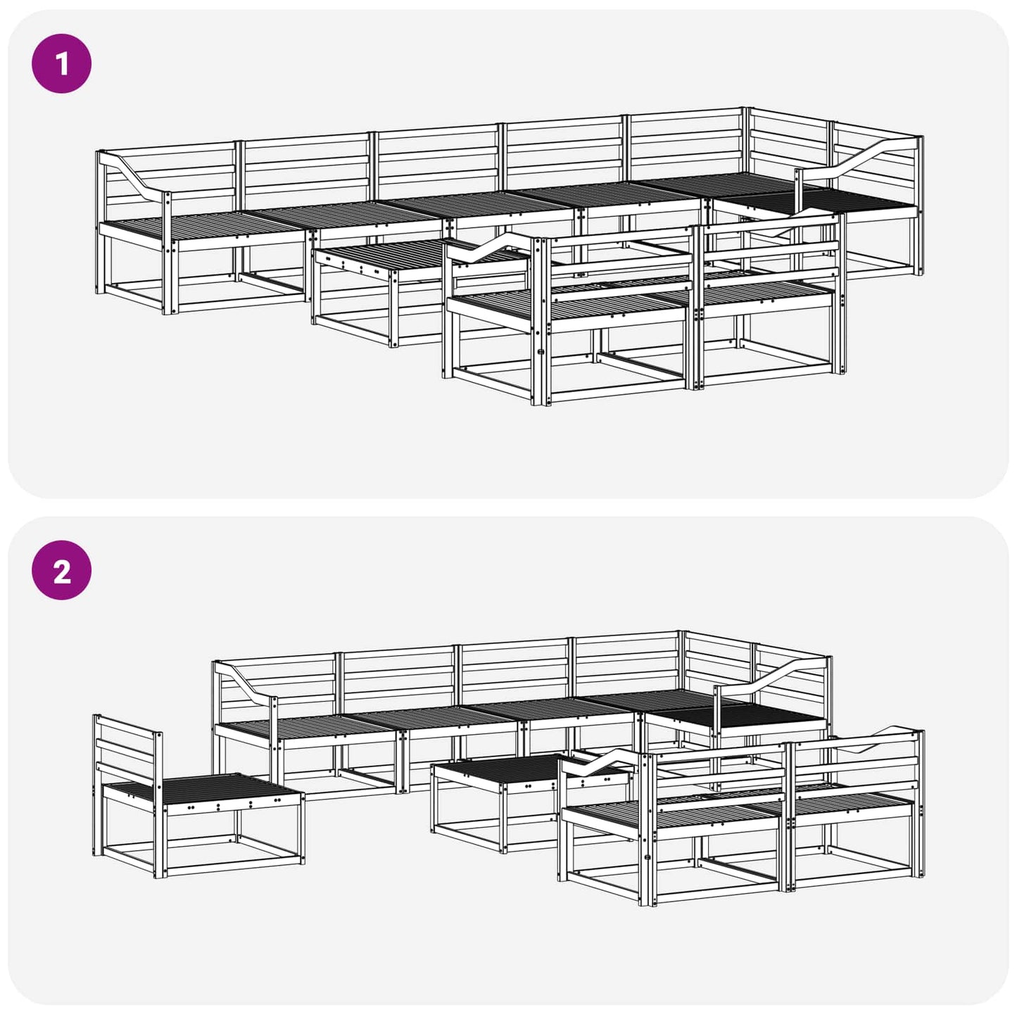 Outdoor Sofa Set 9 pcs Natural Solid Acacia Wood
