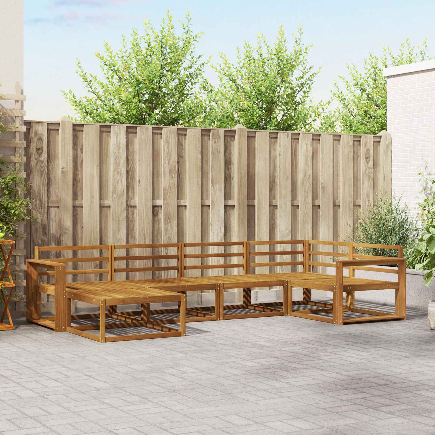 Outdoor Sofa Set 6 pcs Natural Solid Acacia Wood