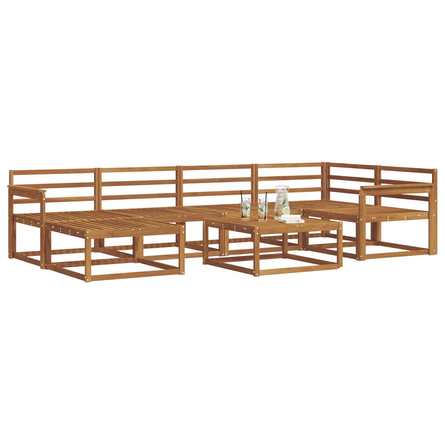 Outdoor Sofa Set 7 pcs Natural Solid Acacia Wood