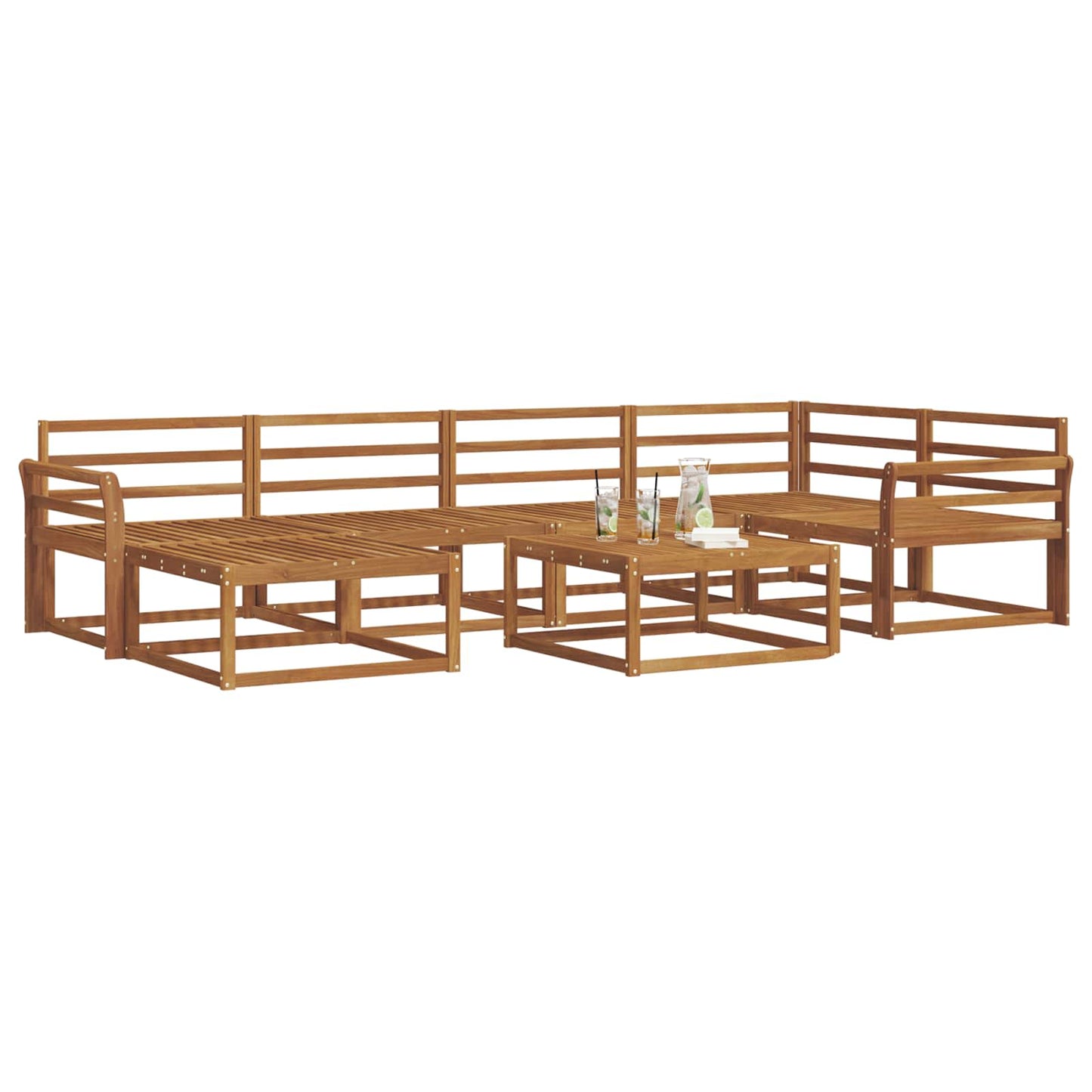 Outdoor Sofa Set 7 pcs Natural Solid Acacia Wood