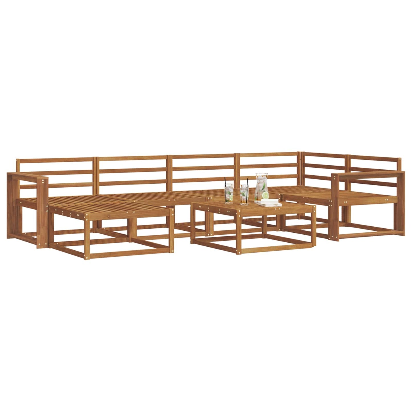 Outdoor Sofa Set 7 pcs Natural Solid Acacia Wood