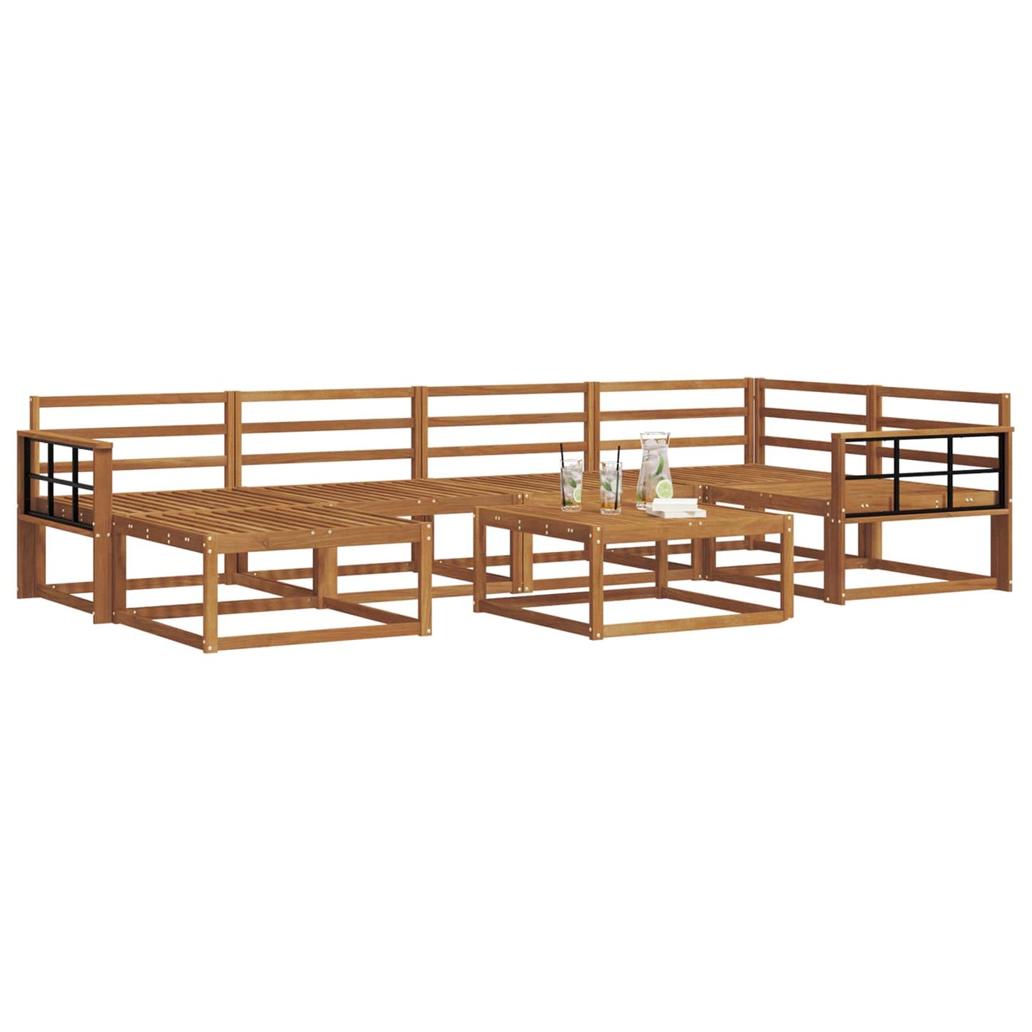 Outdoor Sofa Set 7 pcs Natural Solid Acacia Wood