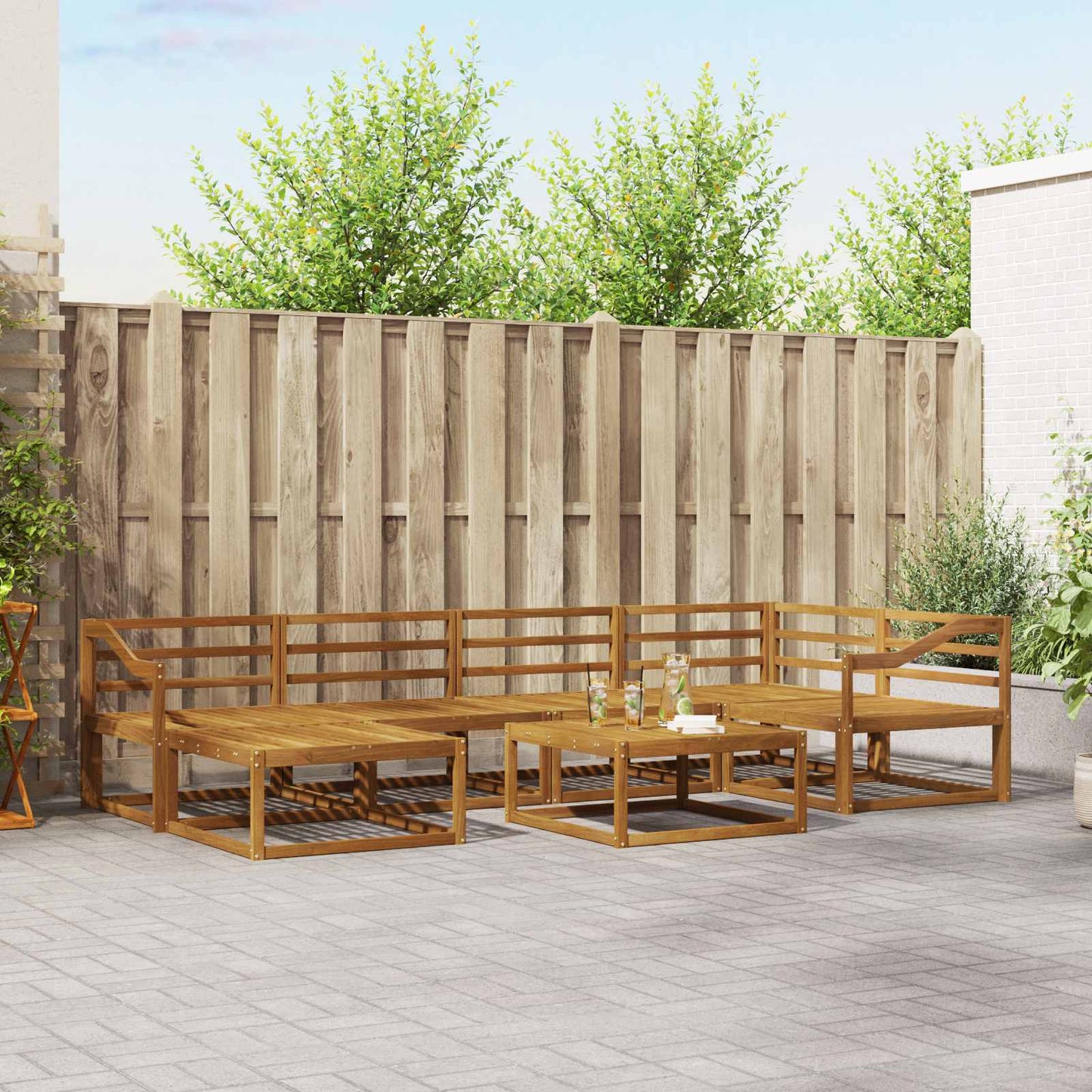 Outdoor Sofa Set 7 pcs Natural Solid Acacia Wood