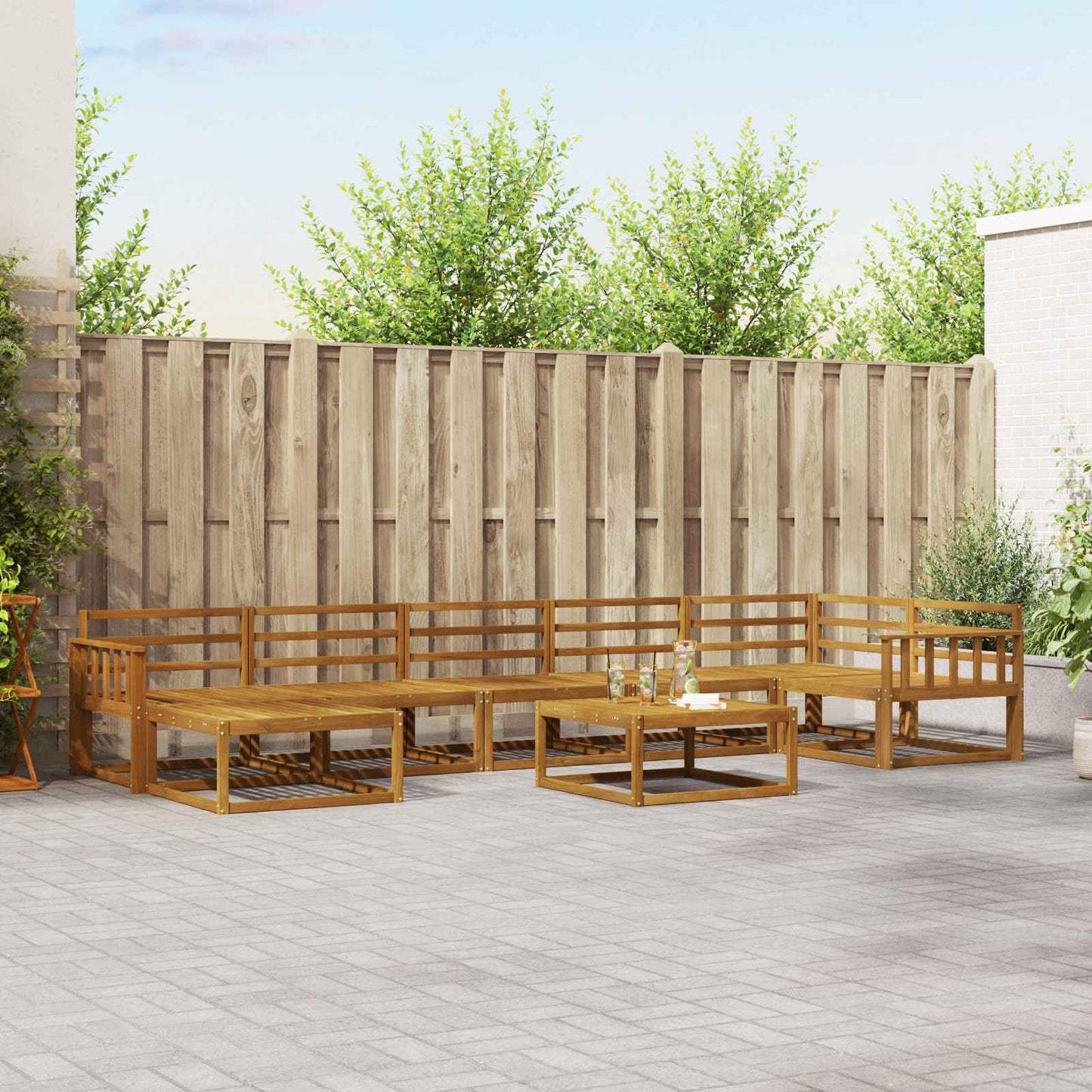 Outdoor Sofa Set 8 pcs Natural Solid Acacia Wood
