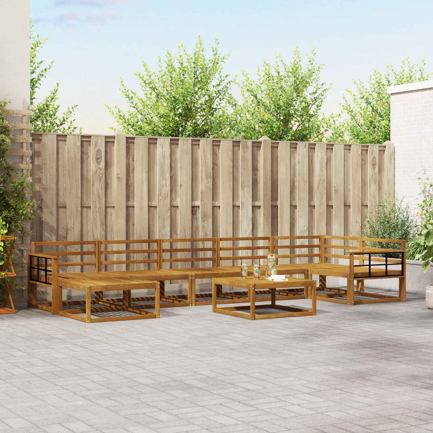 Outdoor Sofa Set 8 pcs Natural Solid Acacia Wood
