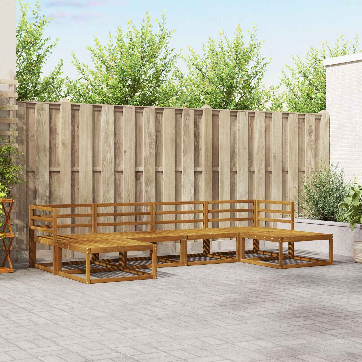 Outdoor Sofa Set 6 pcs Natural Solid Acacia Wood