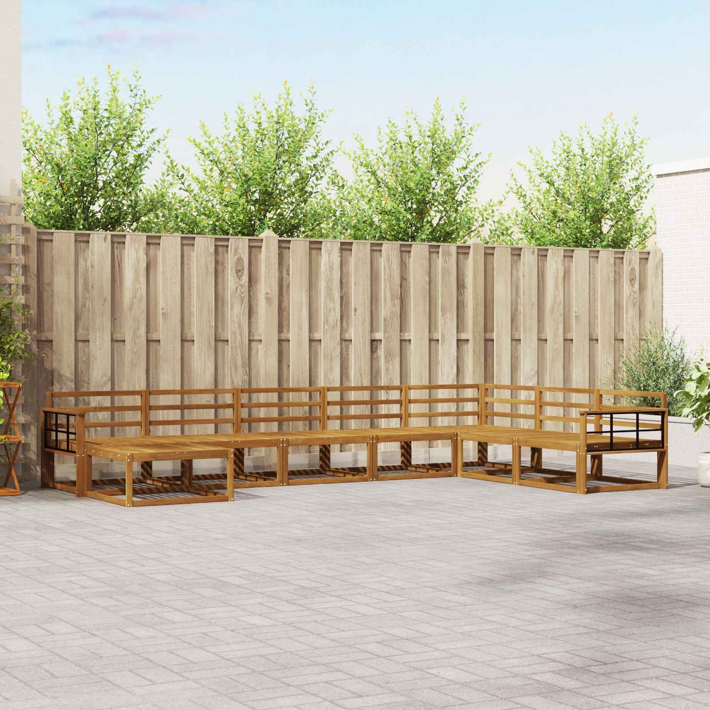 Outdoor Sofa Set 8 pcs Natural Solid Acacia Wood