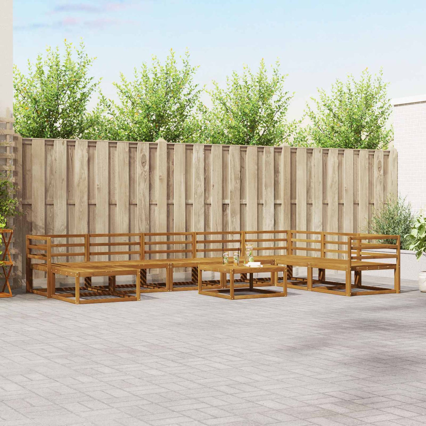 Outdoor Sofa Set 9 pcs Natural Solid Acacia Wood