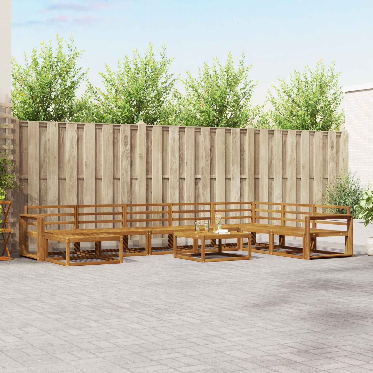 Outdoor Sofa Set 9 pcs Natural Solid Acacia Wood