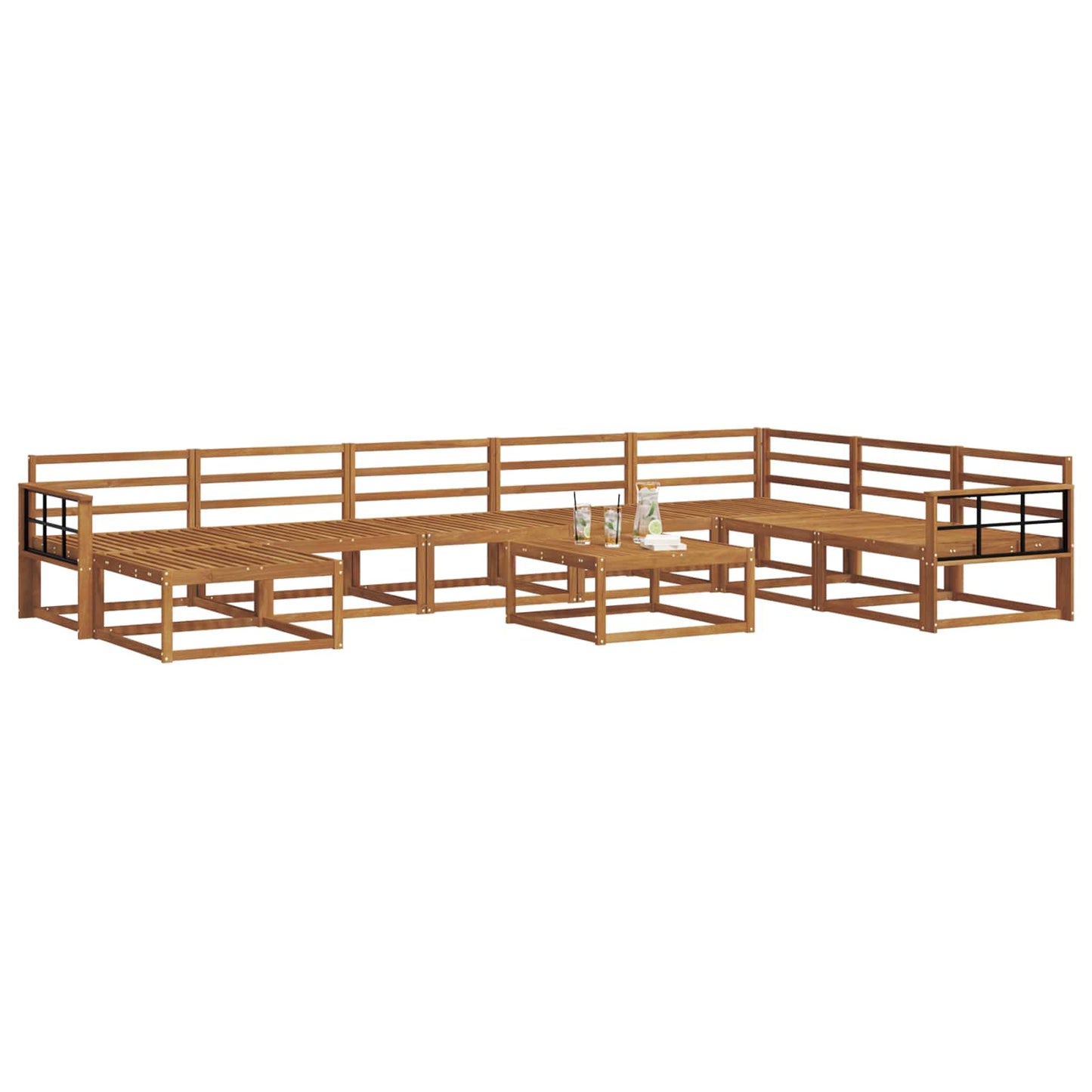 Outdoor Sofa Set 9 pcs Natural Solid Acacia Wood
