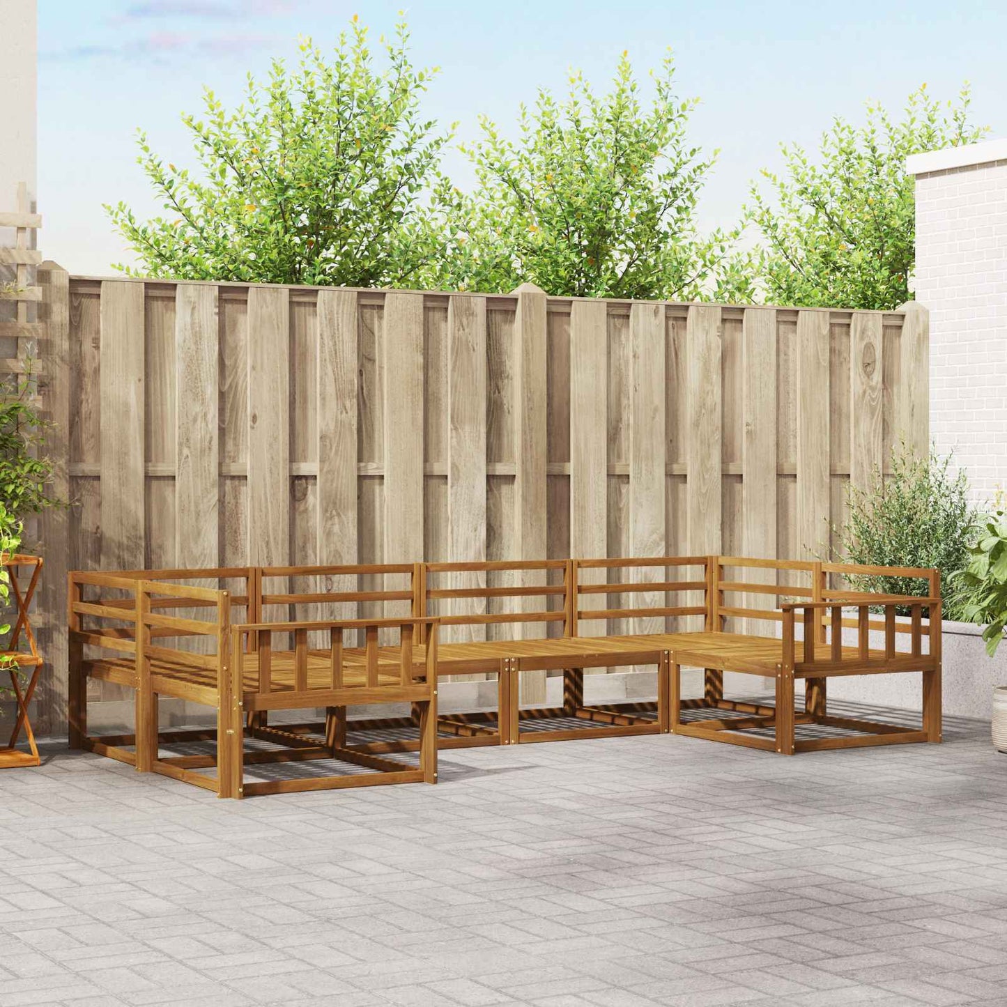 Outdoor Sofa Set 6 pcs Natural Solid Acacia Wood