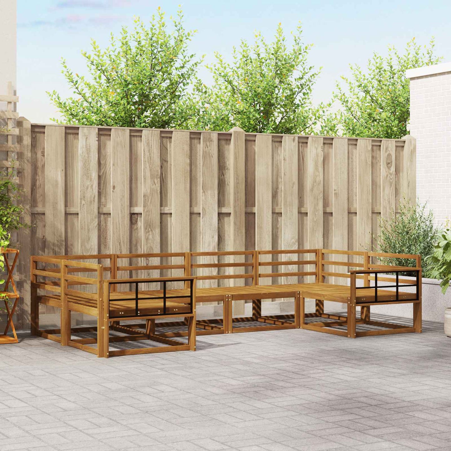 Outdoor Sofa Set 6 pcs Natural Solid Acacia Wood