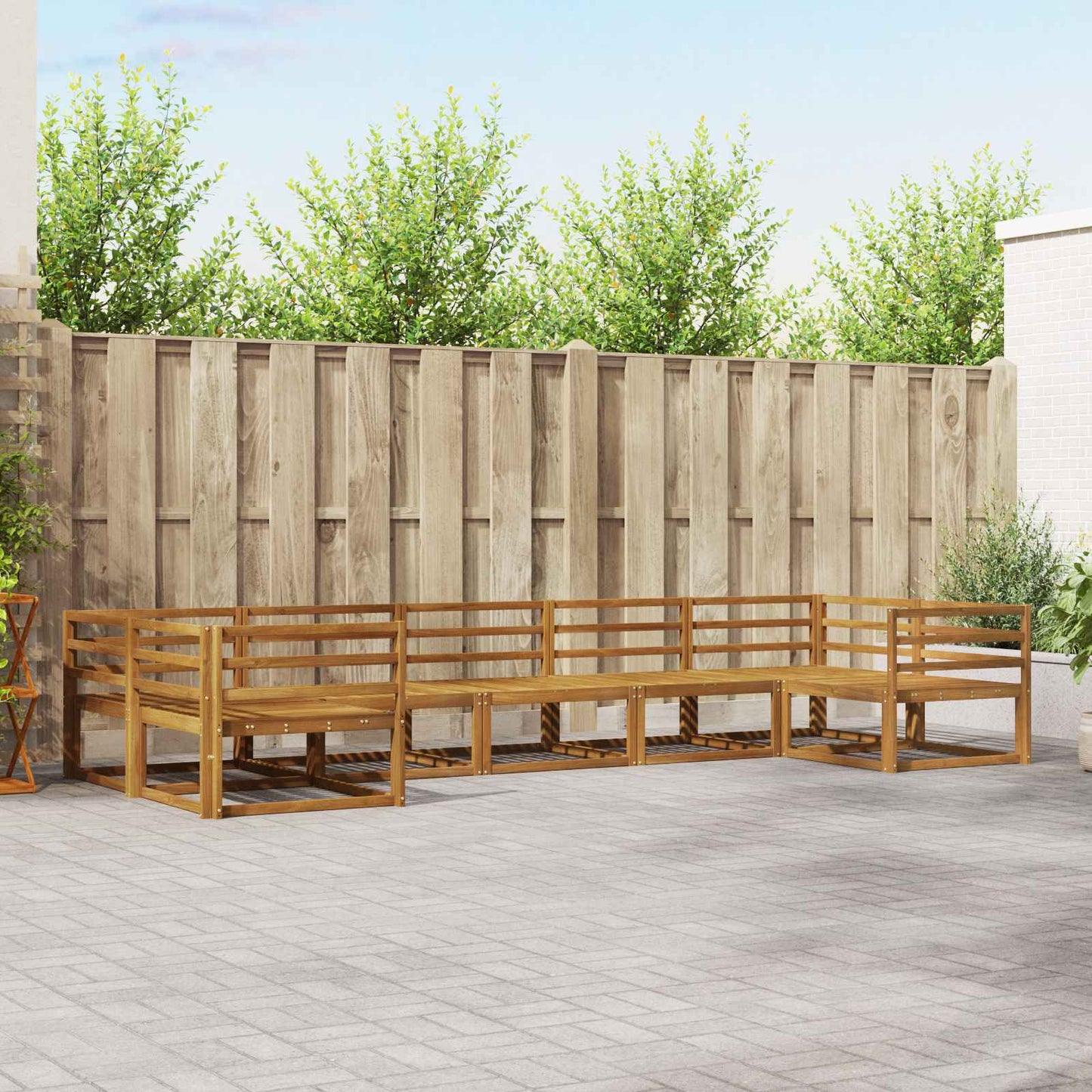 Outdoor Sofa Set 7 pcs Natural Solid Acacia Wood
