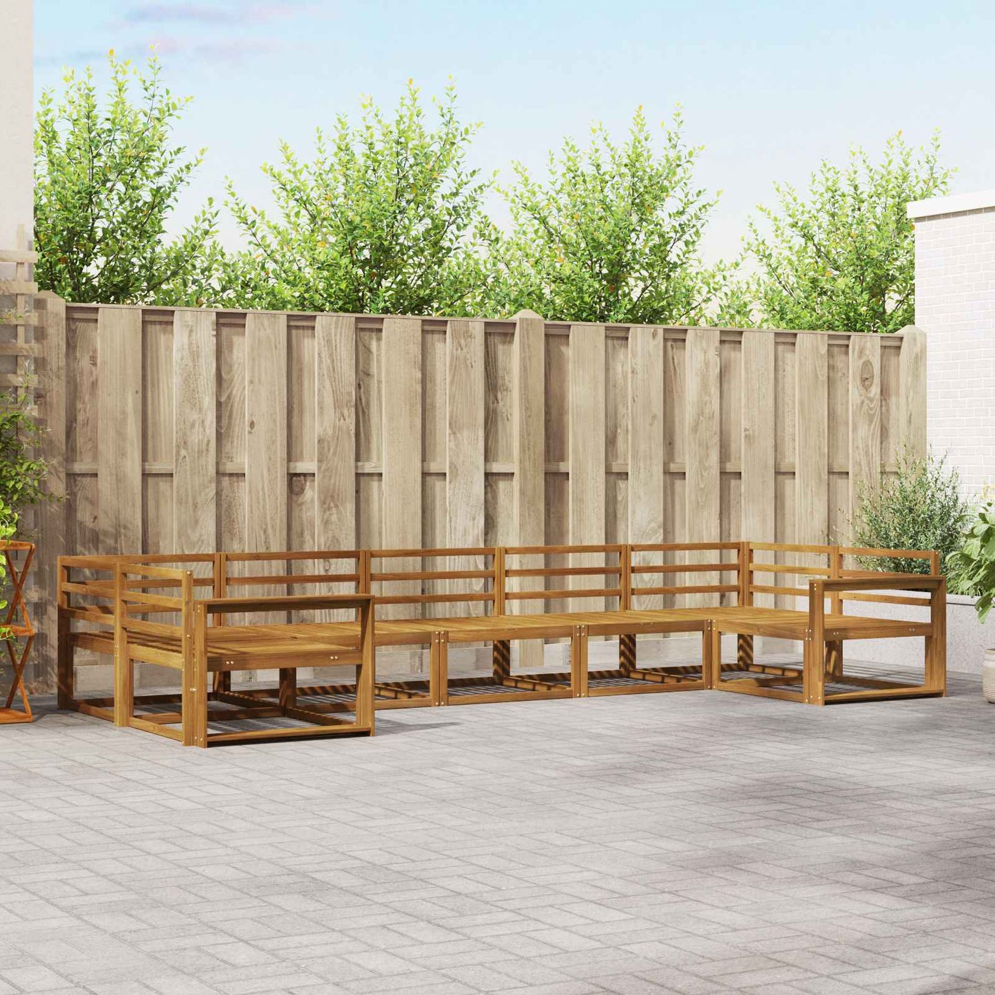 Outdoor Sofa Set 7 pcs Natural Solid Acacia Wood