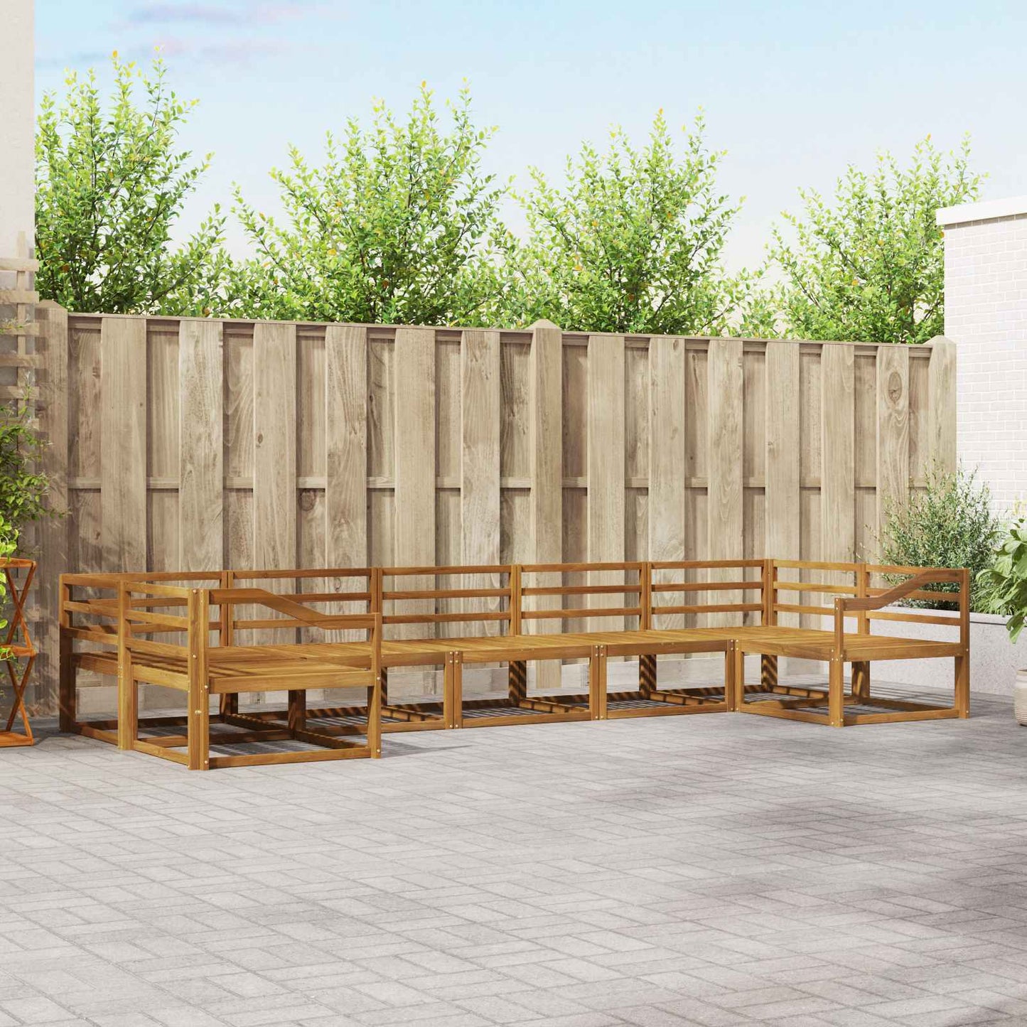 Outdoor Sofa Set 7 pcs Natural Solid Acacia Wood