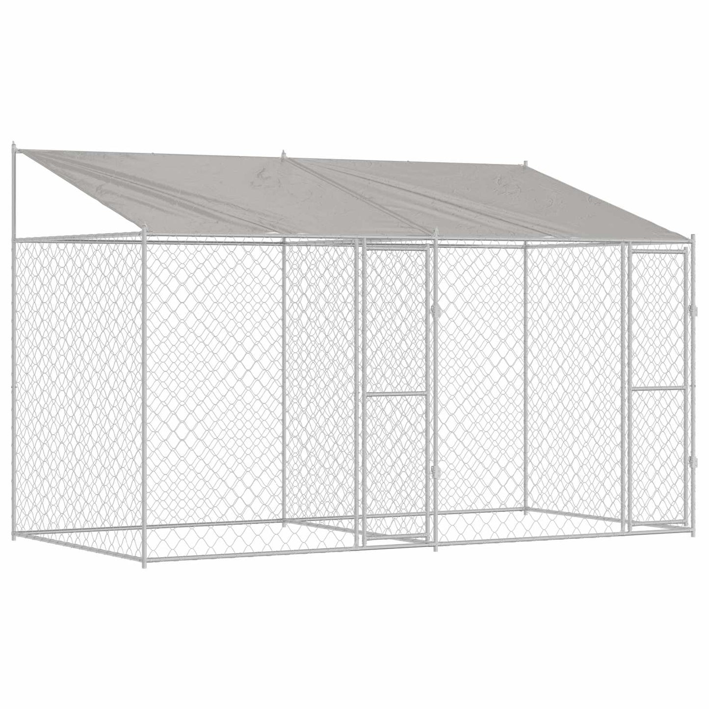 Dog Cage with Roof Silver 400 x 200 x 256 cm Steel and PE