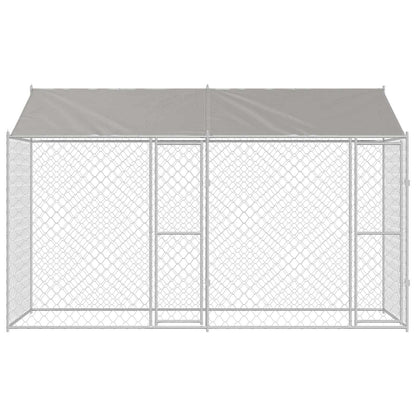 Dog Cage with Roof Silver 400 x 200 x 256 cm Steel and PE