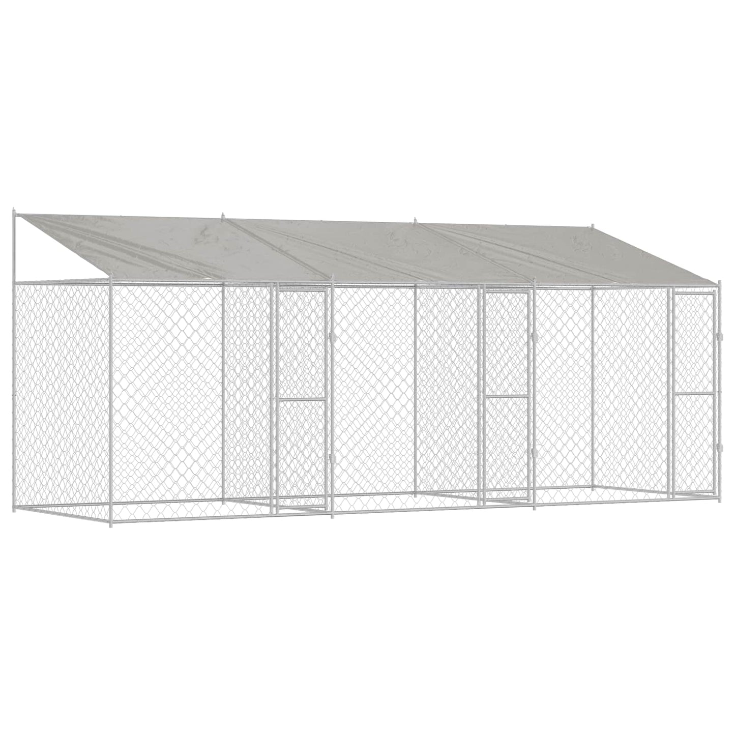 Dog Cage with Roof Silver 600 x 200 x 256 cm Steel and PE