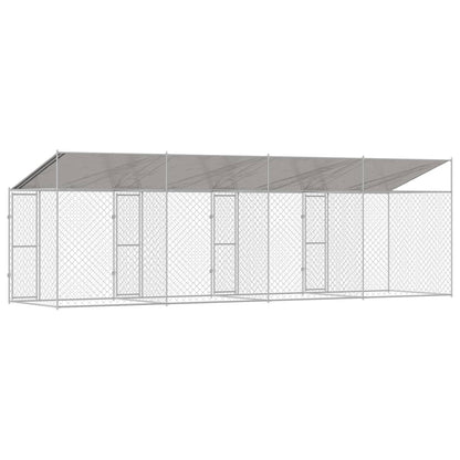 Dog Cage with Roof Silver 800 x 200 x 256 cm Steel and PE