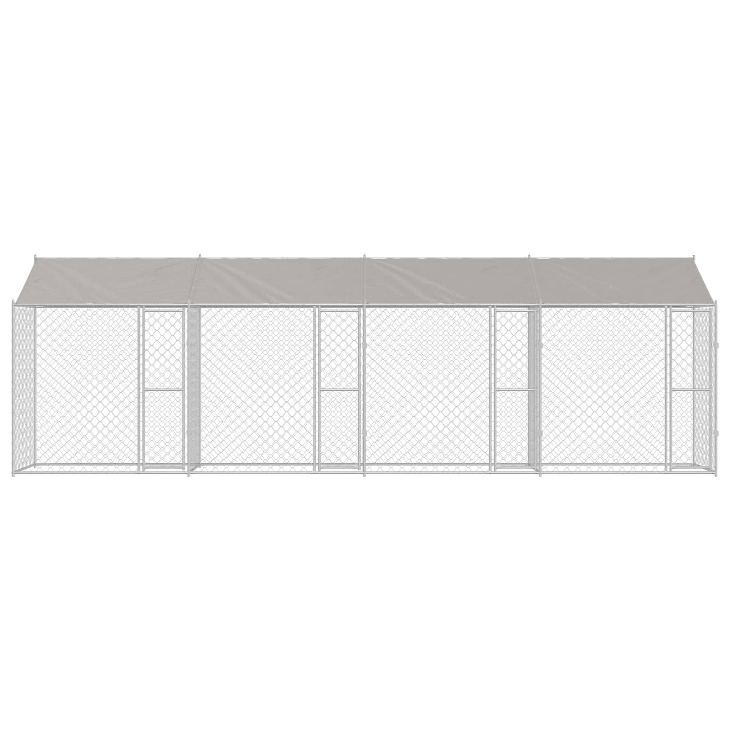 Dog Cage with Roof Silver 800 x 200 x 256 cm Steel and PE