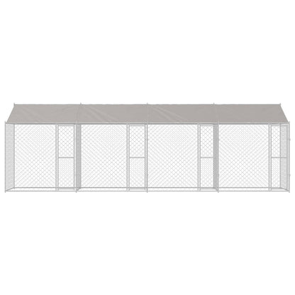 Dog Cage with Roof Silver 800 x 200 x 256 cm Steel and PE