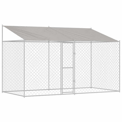 Dog Cage with Roof Silver 400 x 200 x 256 cm Steel and PE