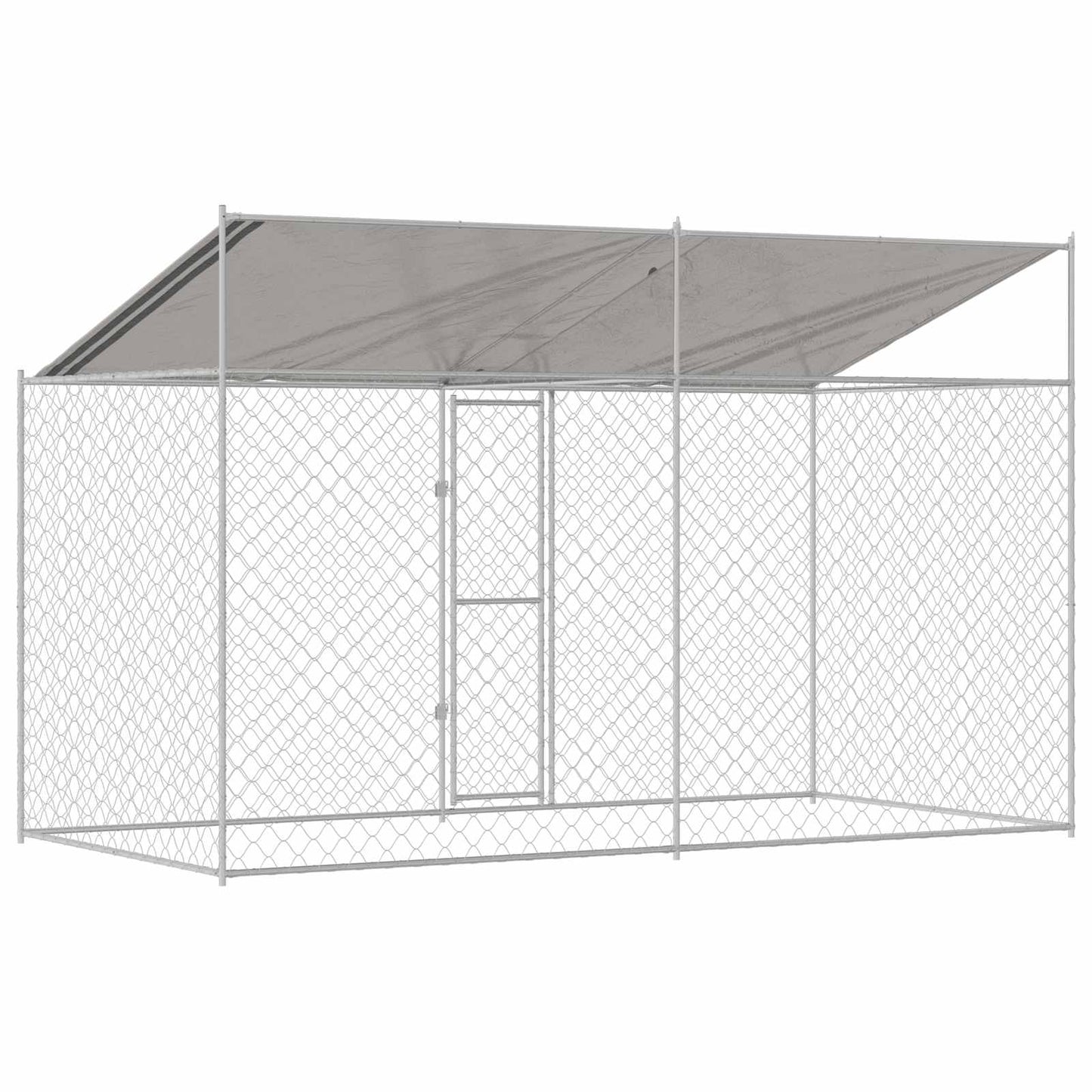 Dog Cage with Roof Silver 400 x 200 x 256 cm Steel and PE
