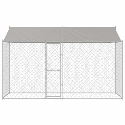 Dog Cage with Roof Silver 400 x 200 x 256 cm Steel and PE